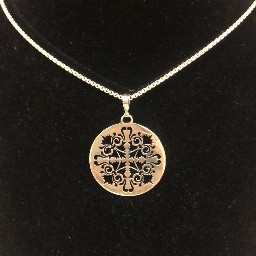 Janice Girardi sterling medallion pendant on chain